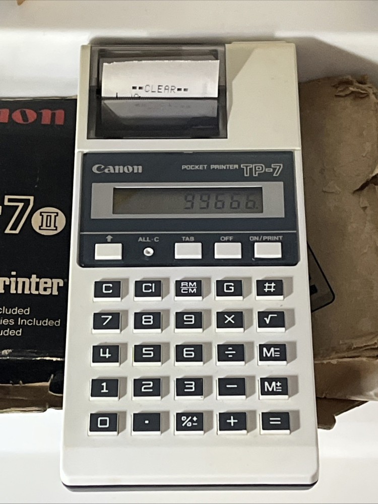 Vintage Canon TP-7 Electro Printer Calculator Original Box Instructions & Case