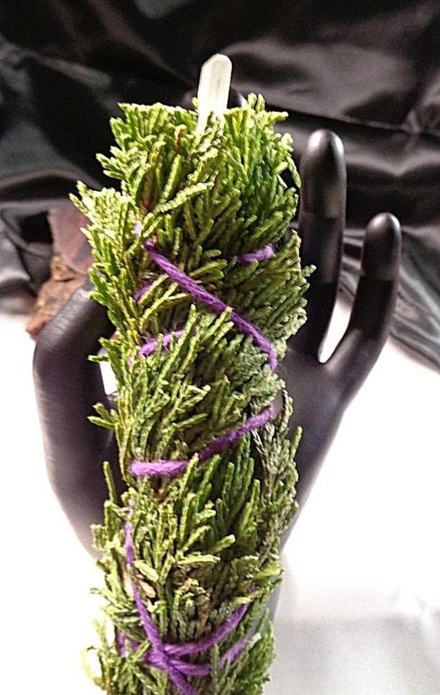 Juniper Smudge Stick handmade & Blessed 7", + Quartz Crystal REIKI Magic