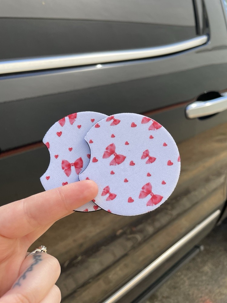 Car Coaster set Bows, Pink Bows