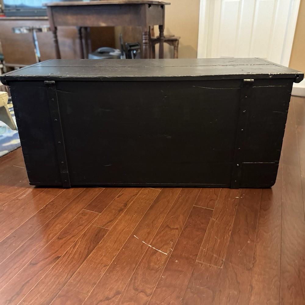Vintage Large Handmade Solid Wood Large Chest Trunk Storage Black