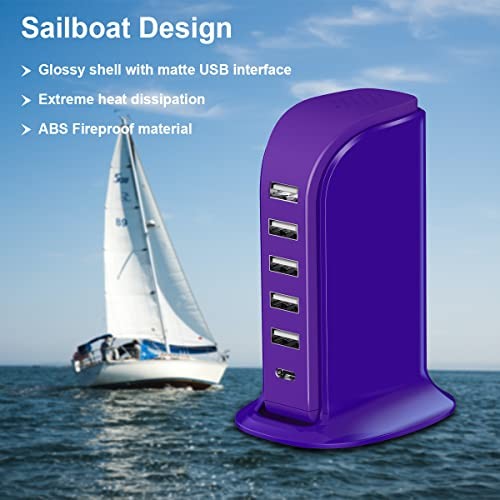 iPhone Charger Fast Charging , Multi Device USB purple charging station