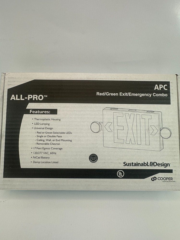 ALL-PRO APC LED Exit and Emergency Light Combo Red and Green White Finish