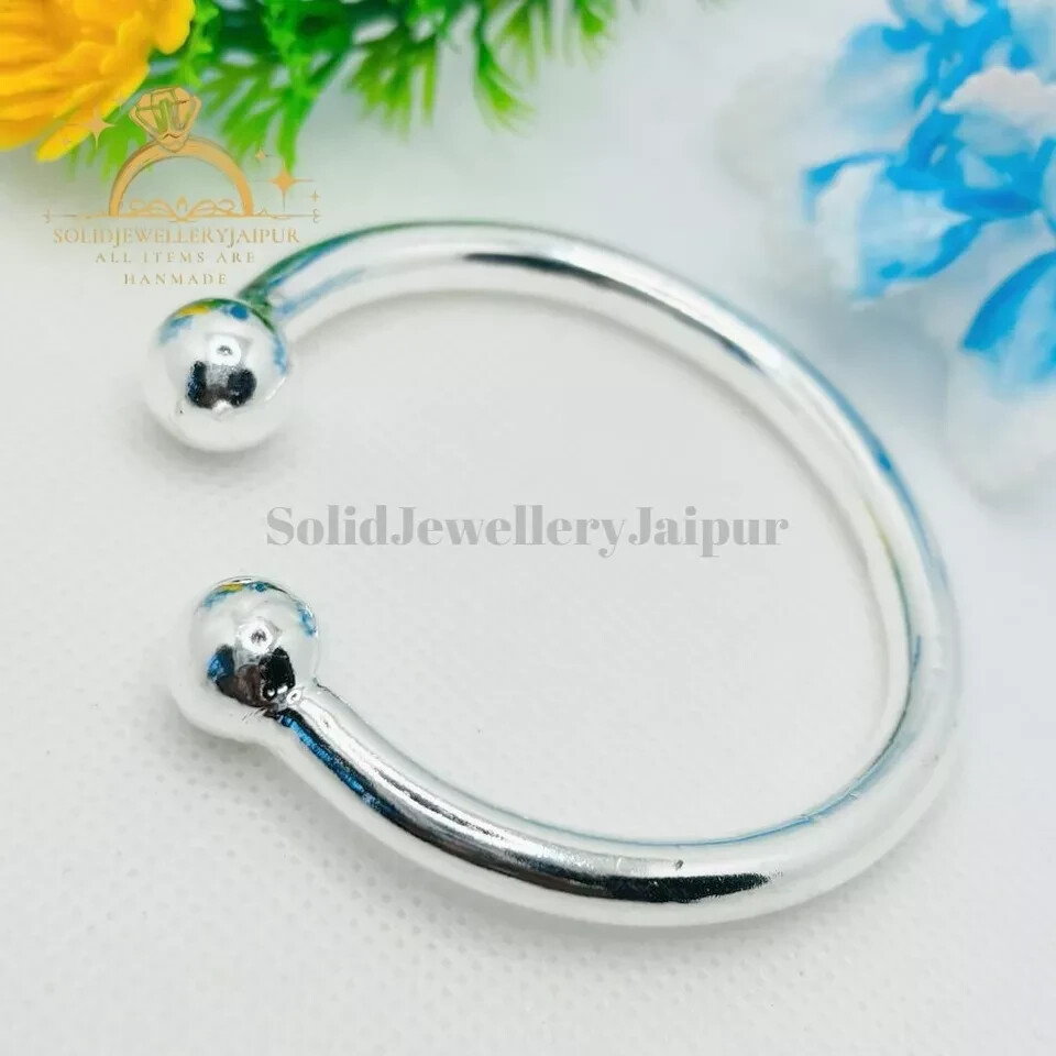 Double Ball Bangle Solid 925 Silver 7 mm Torque Bangle Men's Torque Gift Bangle