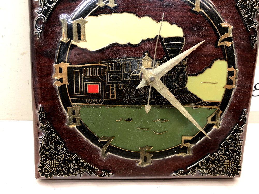 Vintage Train Wood Wall Clock