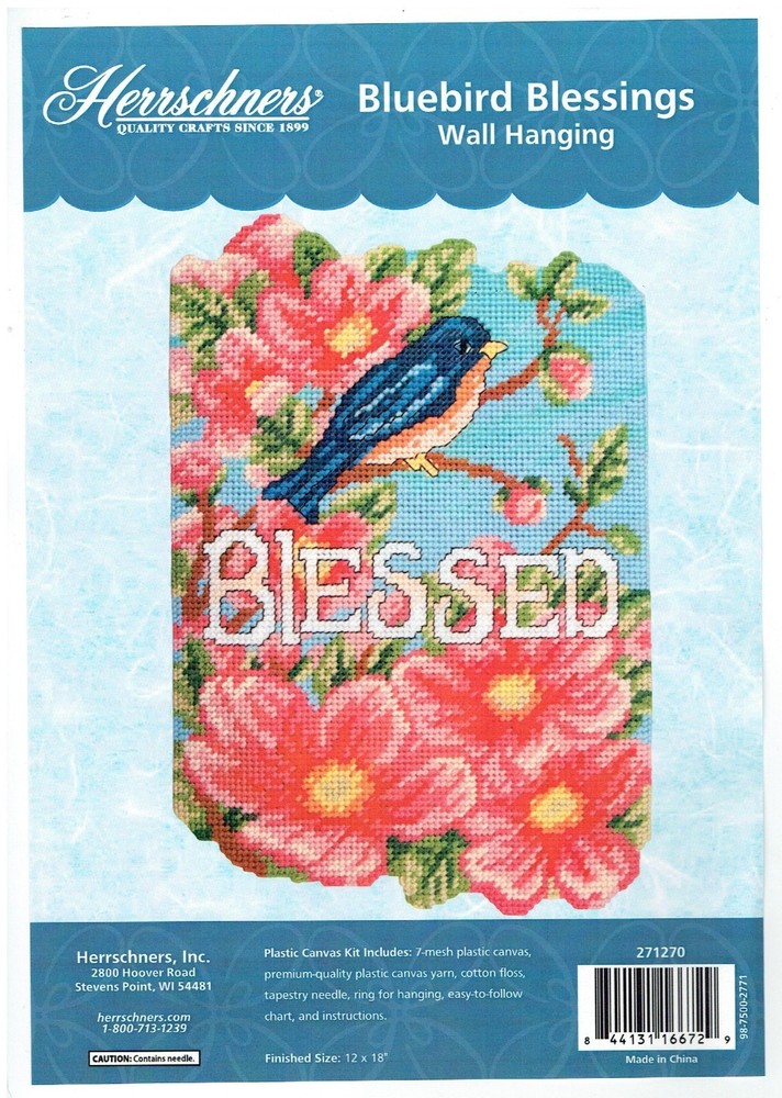 BLUEBIRD BLESSINGS  Wall Hanging  plastic canvas  PATTERN (#TF0057)