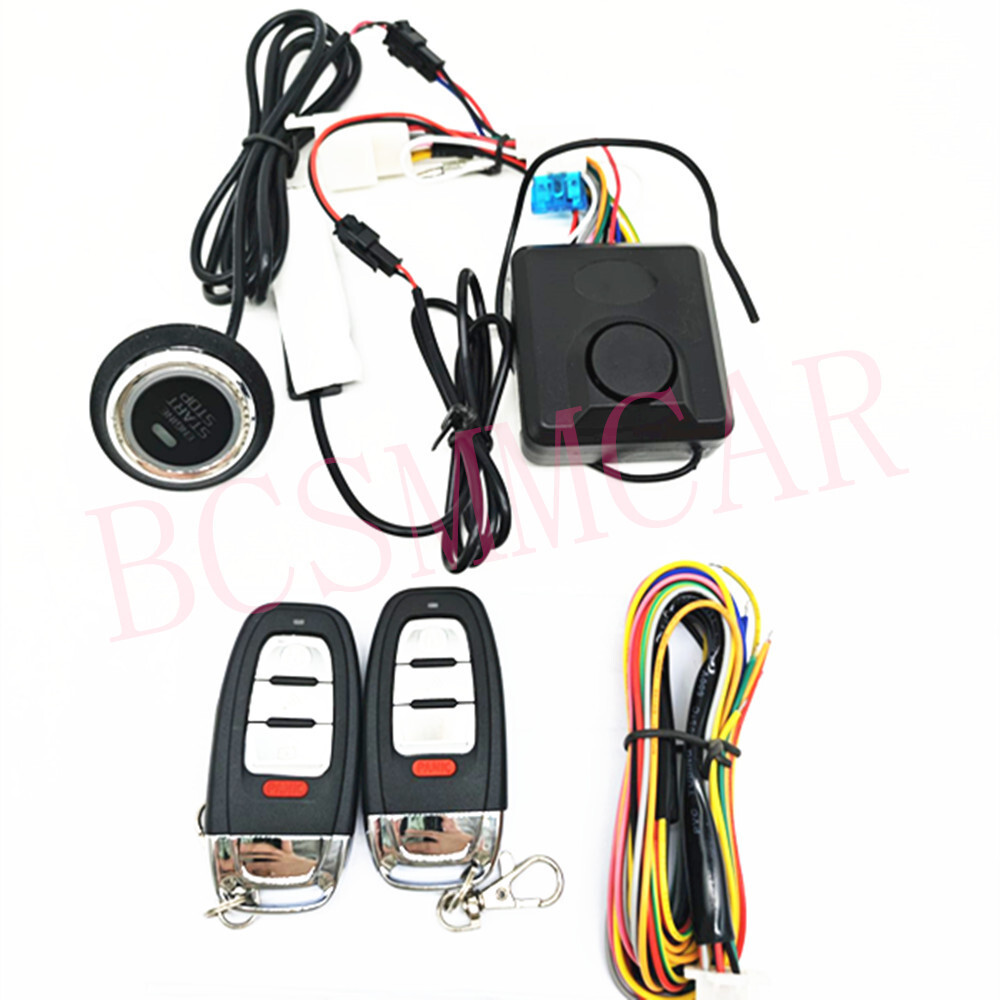 Remote Starter Kit Keyless Entry Motorcycle Engine Push Start Button Alarm Set