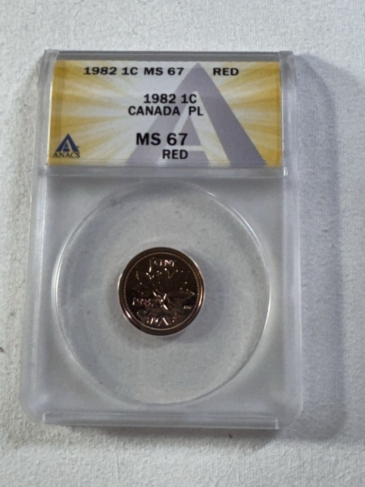 1982 Canada 1 Cent Proof Like Graded MS 67 RD by ANACS