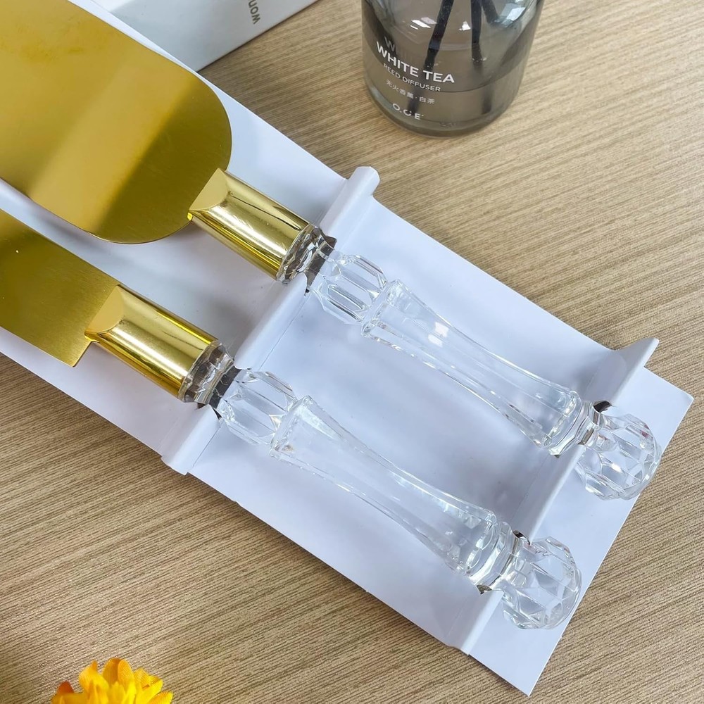 Versatile Gold Cake Knife & Server Set - Perfect for Weddings & Anniversaries