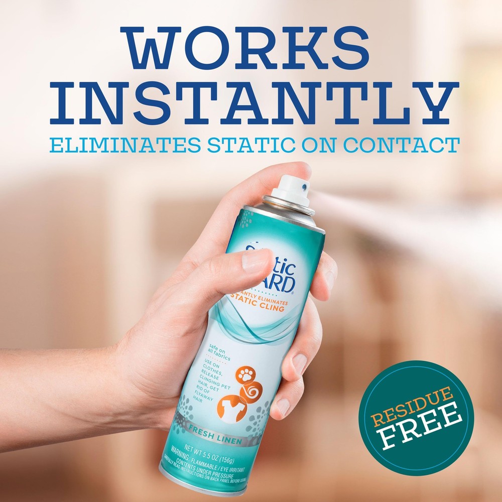 Static Guard Fabric Spray, Fresh Linen, 5.5 Ounce - Eliminate Static Cling