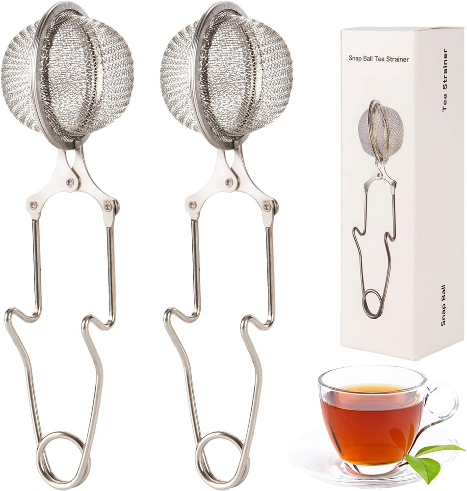 Stainless Steel Snap Ball Tea Strainer Infuser Filter, 2 Pack
