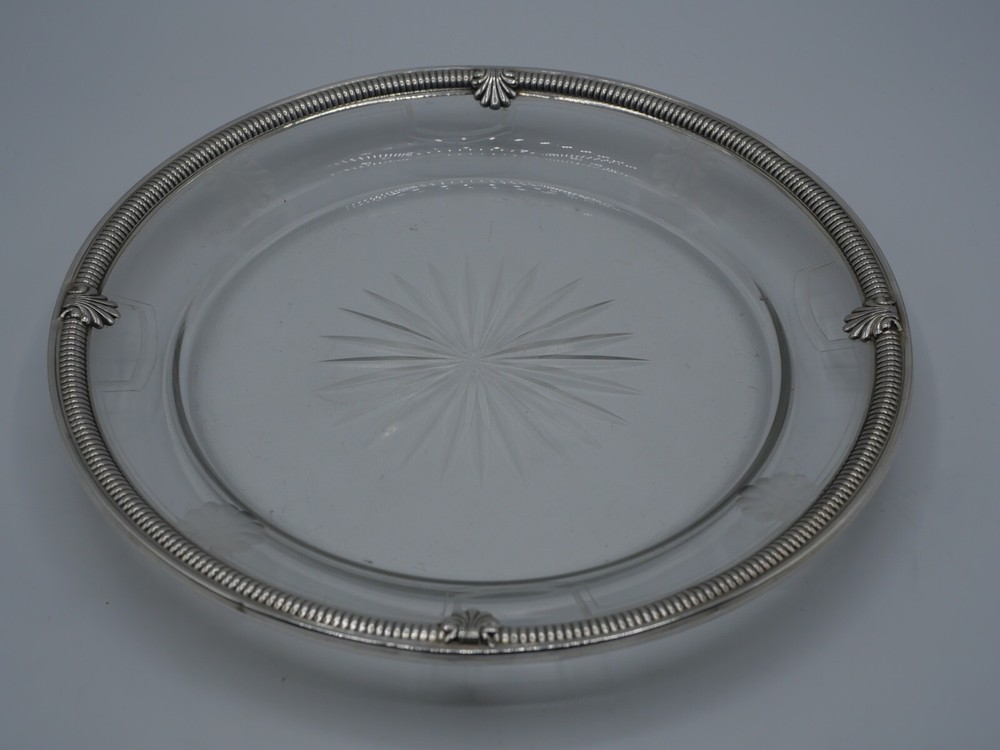 SOLID SILVER POINCON MINERVA 1ST TITLE CUP OR PLATE AND CRYSTAL SHELL