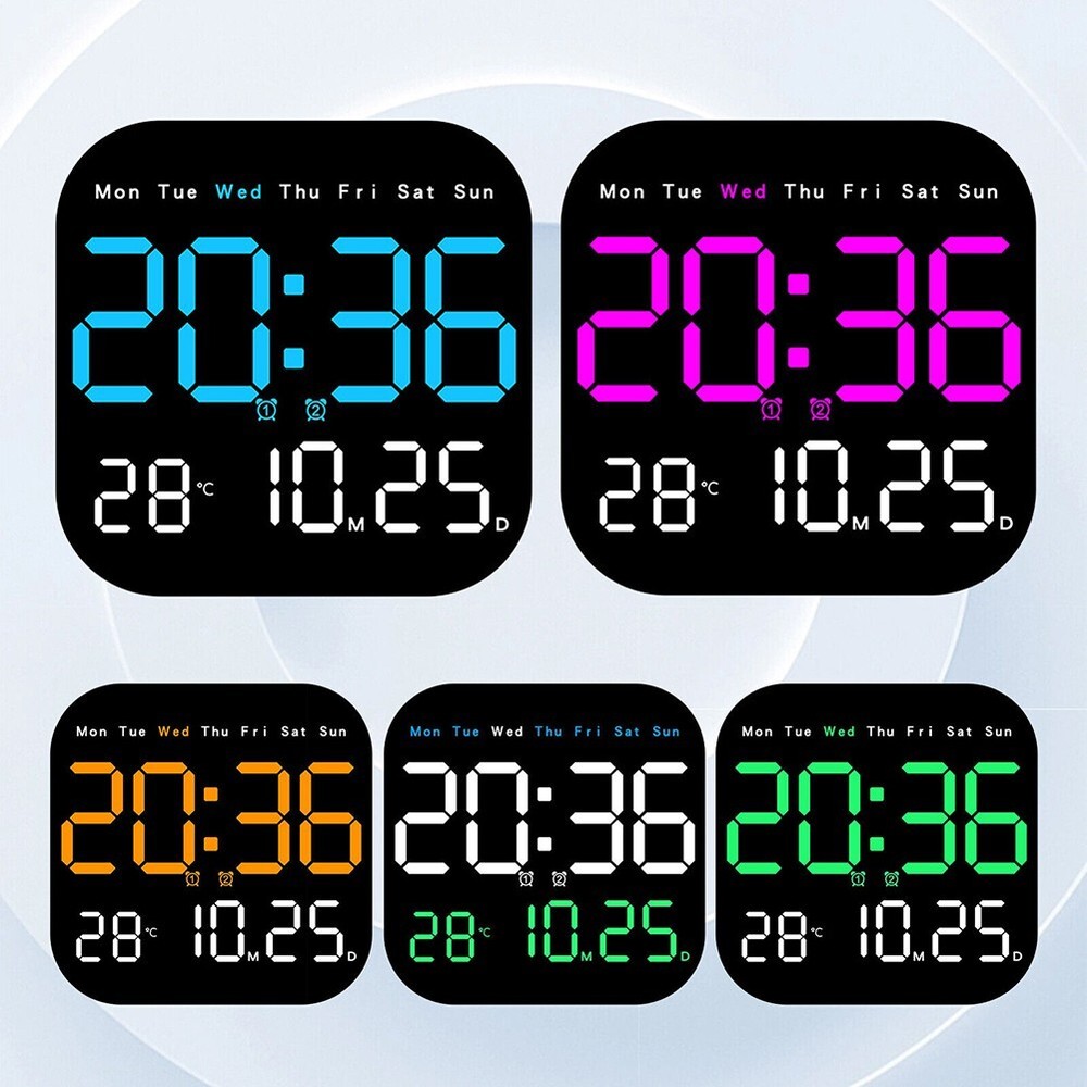 Adjustable LED Large Digital Wall Clock with Temperature and Date Display