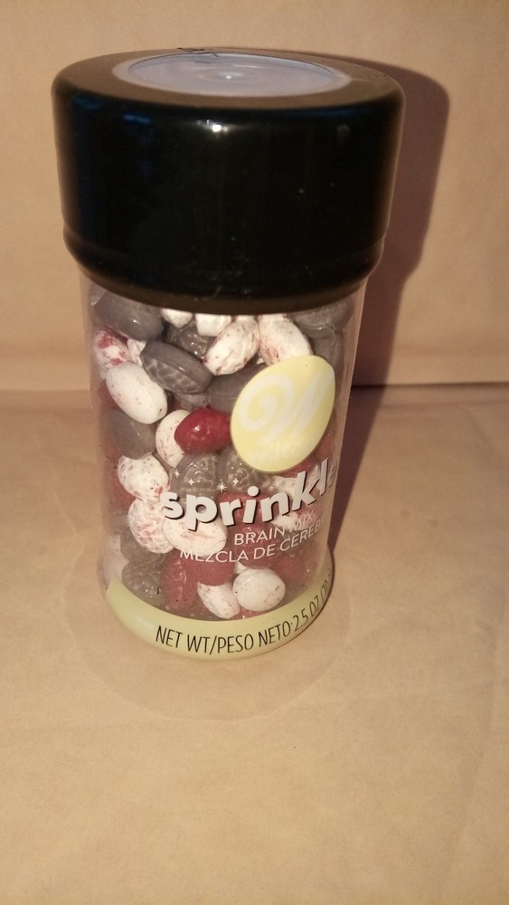 Wilton Brain Shaped Zombie Sprinkles 2018 2.5 OZ container