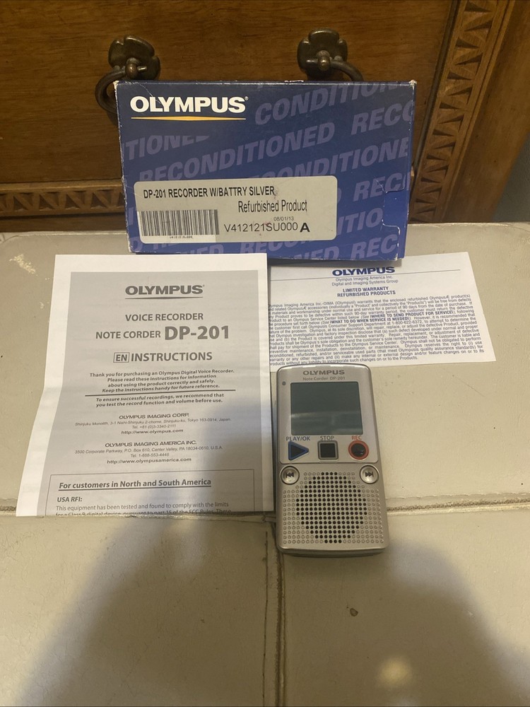 Olympus Note Corder DP-201 Digital Handheld Voice Recorder - Box & Instructions