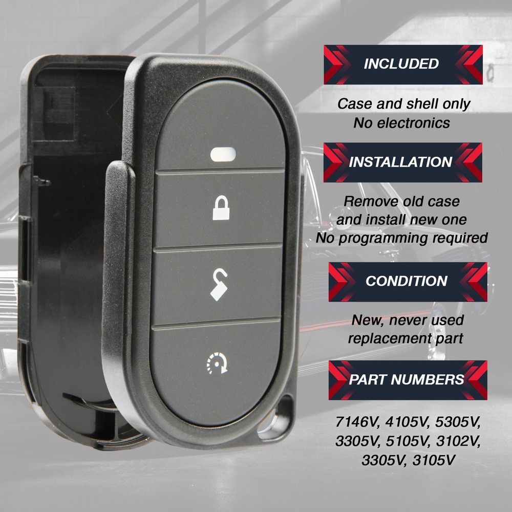 2 Key Fob Remote Shell Case Replacement for Viper Alarm 7146V