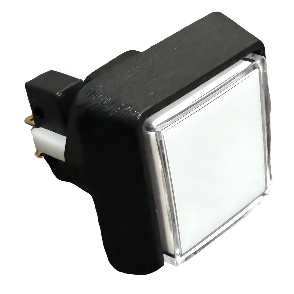 Push Button Small White Square, Illuminated with Microswitch - 75V-0004-41
