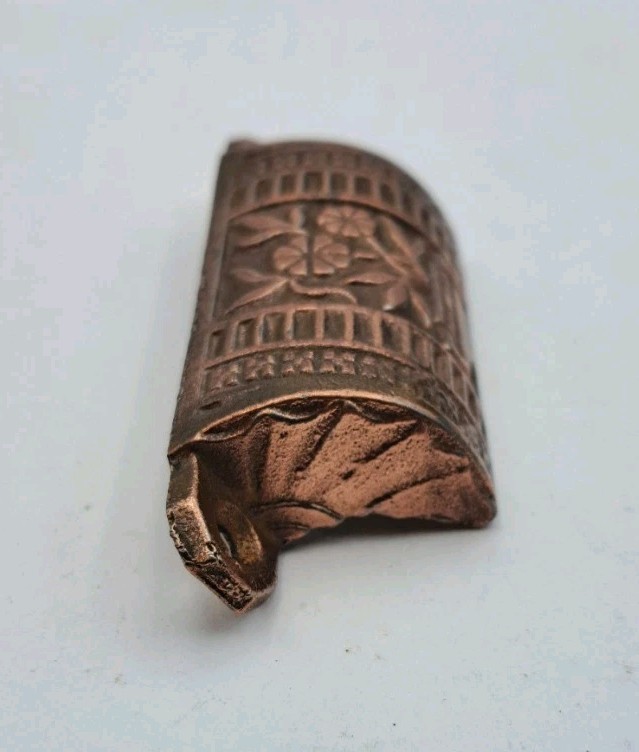Antique Bin Pull of Flowers Drawer Pull Old Vintage Cast Iron Handle Hardware