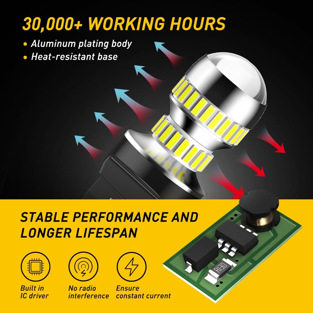 AUXITO 7440 7443 LED Back Up Reverse Light Parking Bulb 6000K White Canbus 2X