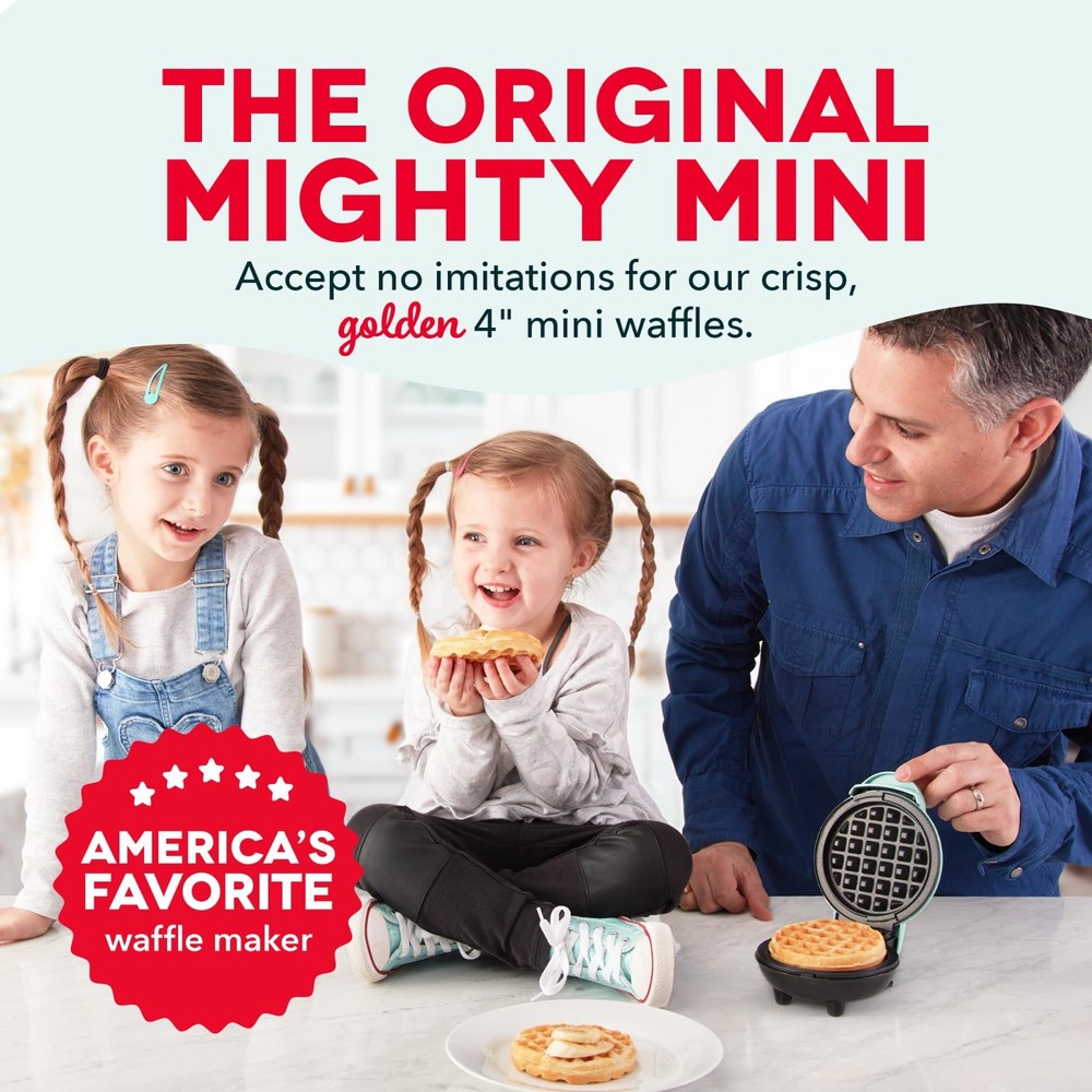 Dash Mini Waffle Maker Compact Electric Nonstick Iron Aqua