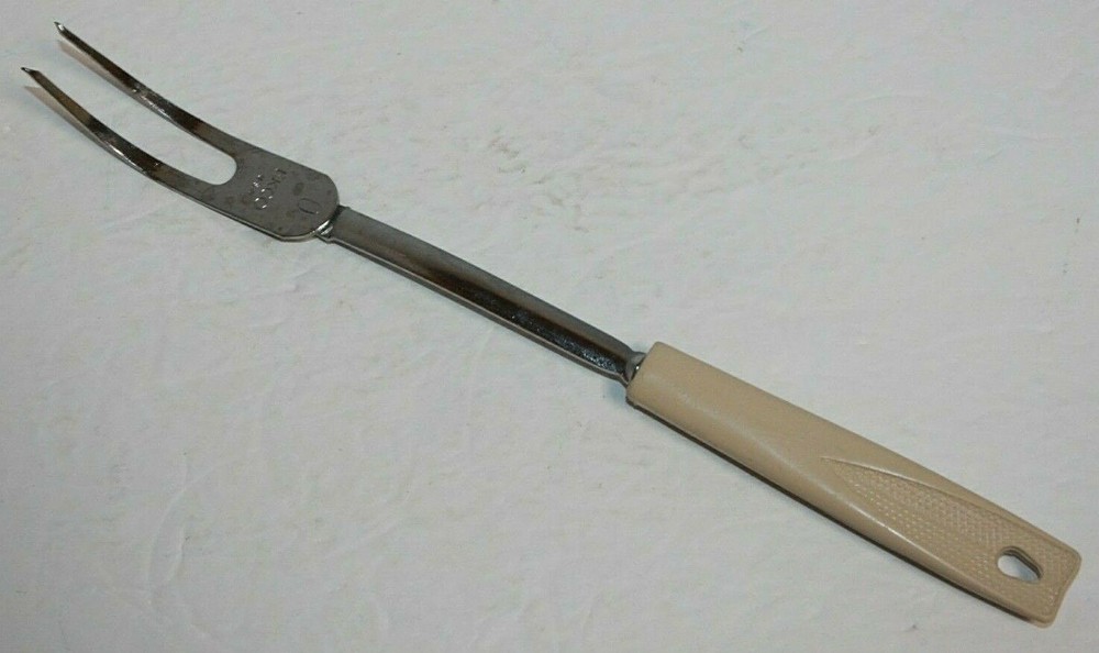 Vintage Ekco Almond Corn Husk Handle Meat Fork