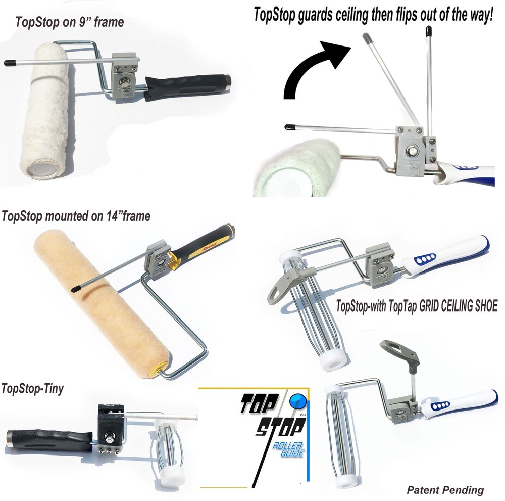 TopStop Roller Guide- paint roller tool KEEPS PAINT OFF OF CEILING! Watch video!