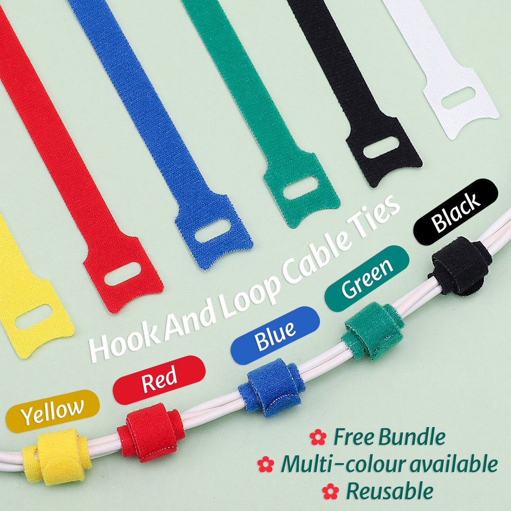 Adjustable Releasable Reusable Hook And Loop Cable Ties, Cable Tidy Strap