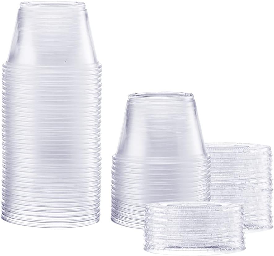 2 oz Jello Shot Cups W/ Lids [50 Count] Clear Plastic Portion Containers