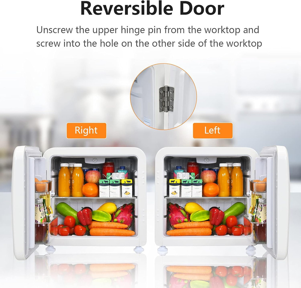 1.6 Cu.Ft Mini Fridge, Compact Refrigerator with Auto Defrost, Single Reversible