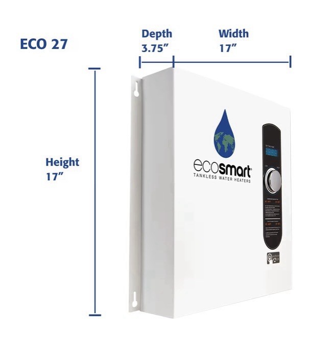 EcoSmart ECO 27 Tankless Water Heater, Electric, 27-kW - 17x17x3.75