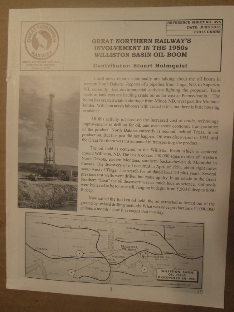 Great Northern Goat Reference Sheet 396 Williston Oil Boom