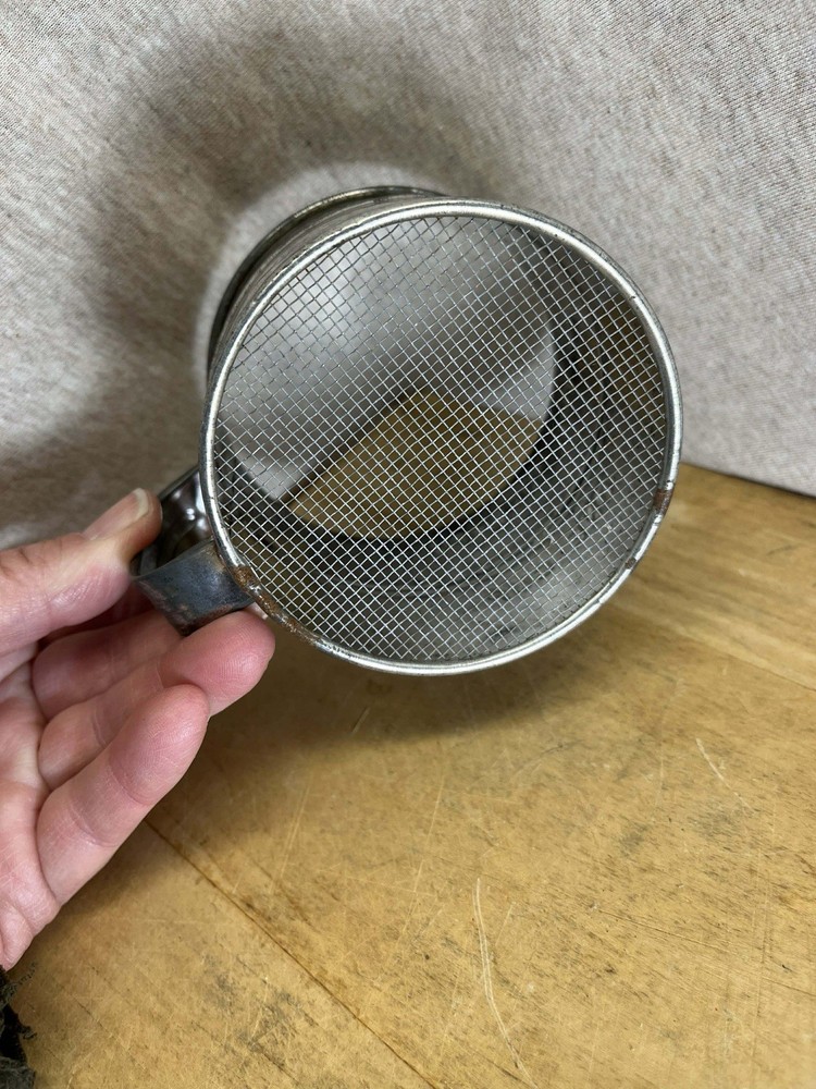 Vintage Two Cup Metal Hand Sifter
