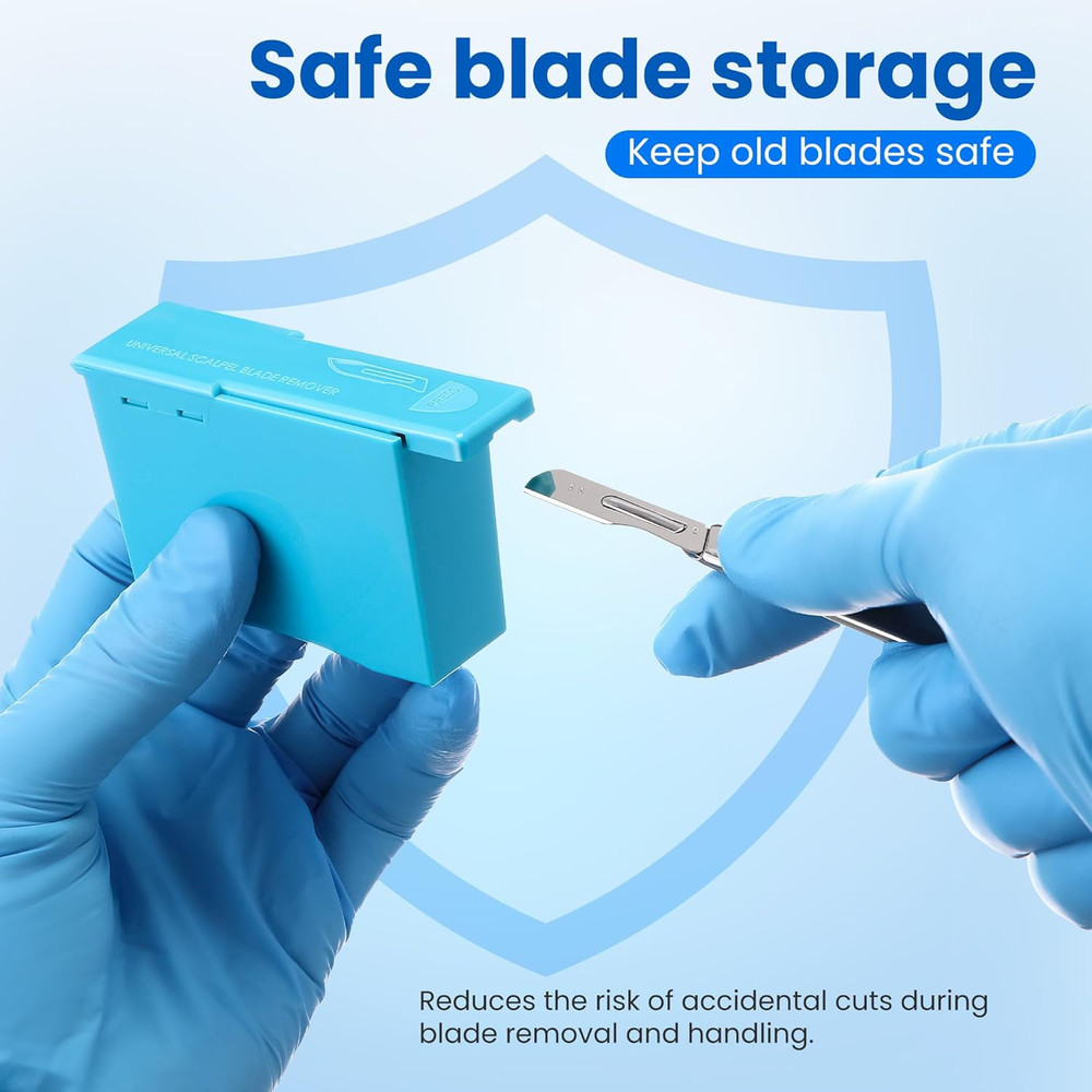 Compact Blade Remover Box, Handheld Blue Sharps Disposal Container, Plastic 1pc.