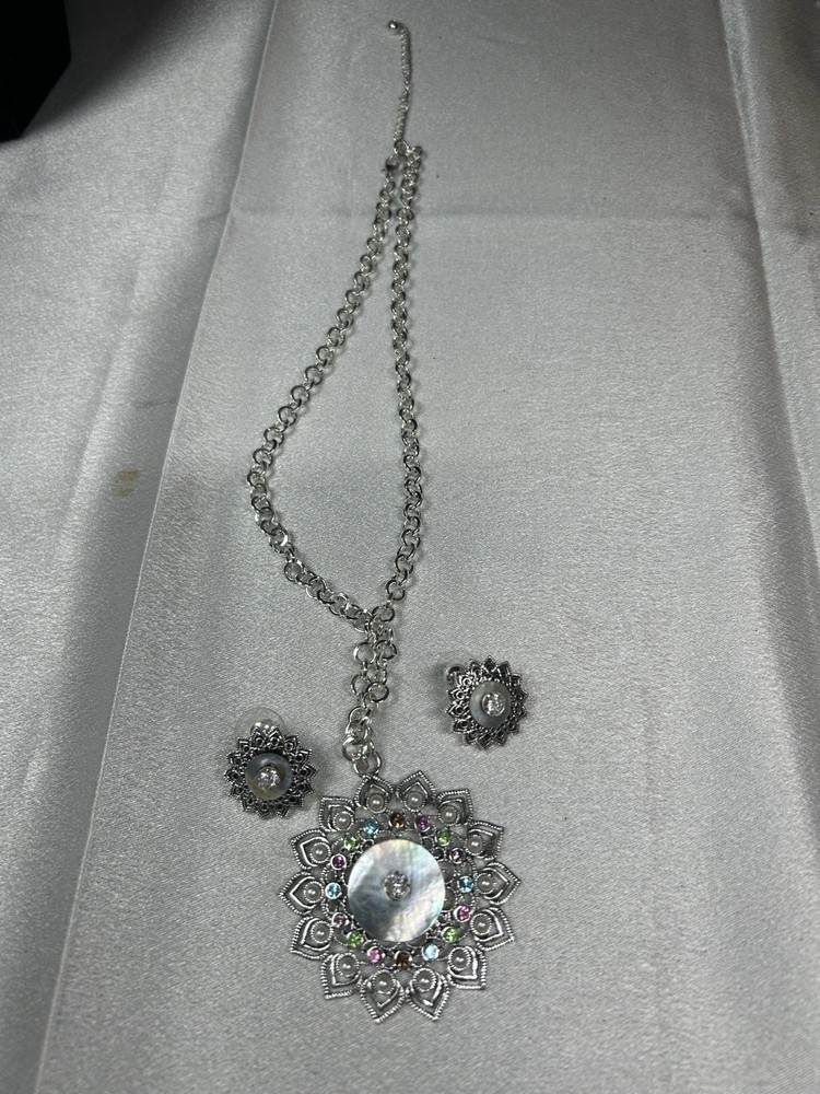 Silver-tone Necklace and Earring Set