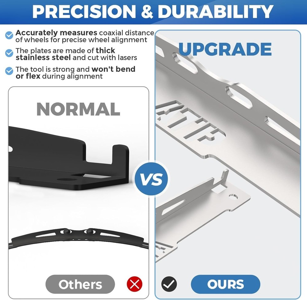 2 Pcs Wheel Toe Alignment Tool Plate, Provides Accurate Wheel Alignment Silver