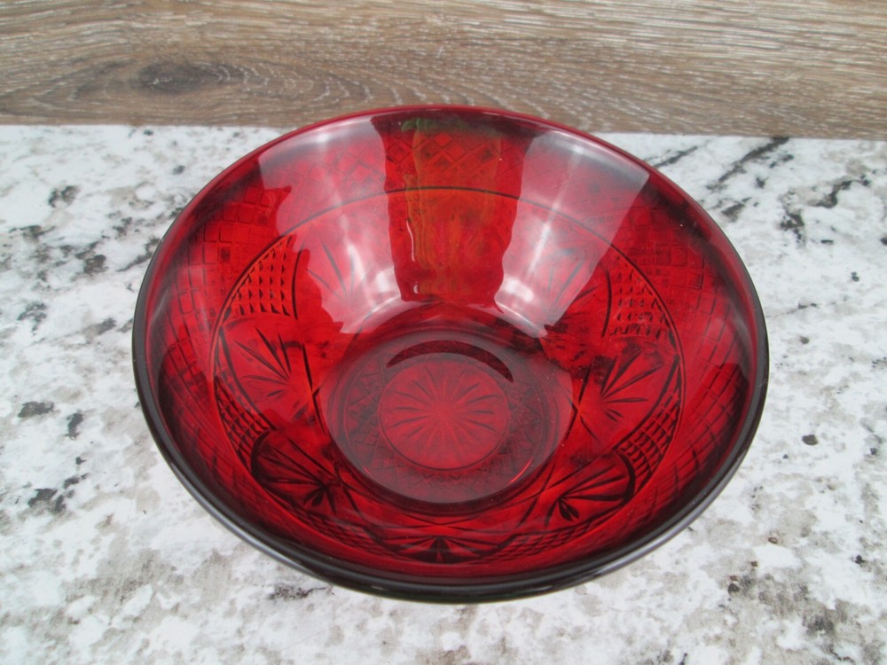 CRISTAL D'ARQUES-DURAND Antique Ruby Red  5.5” bowl Excellent Multiples