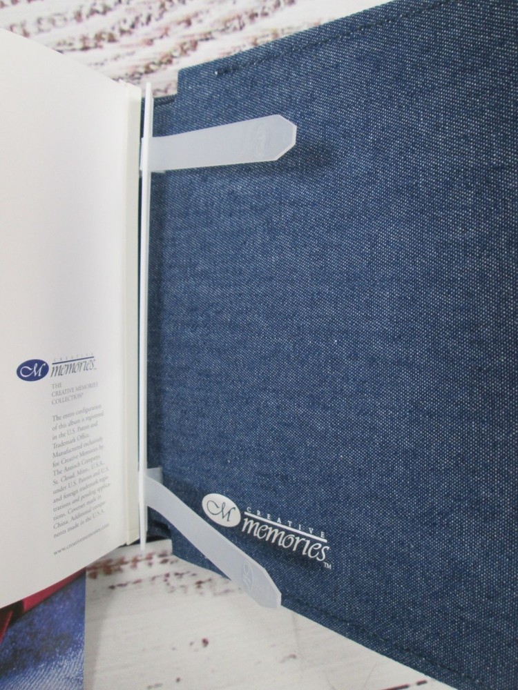 Creative Memories 7x7 Blue Denim Jean Scrapbook Strap Hinge New