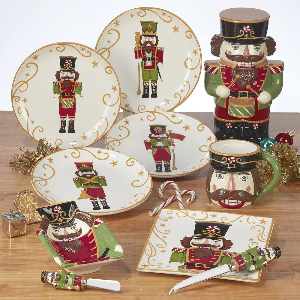 Holiday Magic Nutcracker Rectangular Serving Platter, 14" X 10", Multicolor, Lar