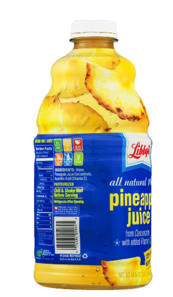 (2 pack) Libby's 100% Pineapple Juice, 64 Fl. Oz.