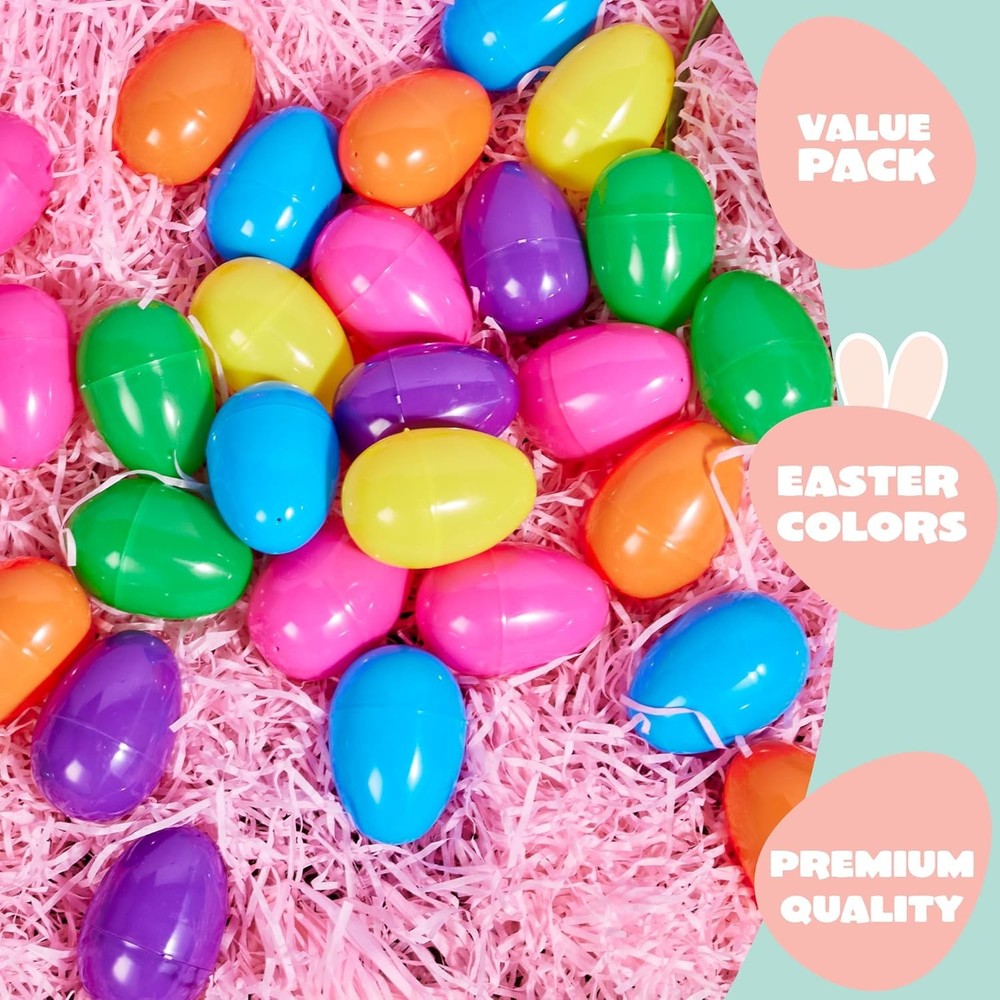 JOYIN 3.15" Easter Eggs, Fillable Plastic Eggs Empty Colorful Bright Eggshells w