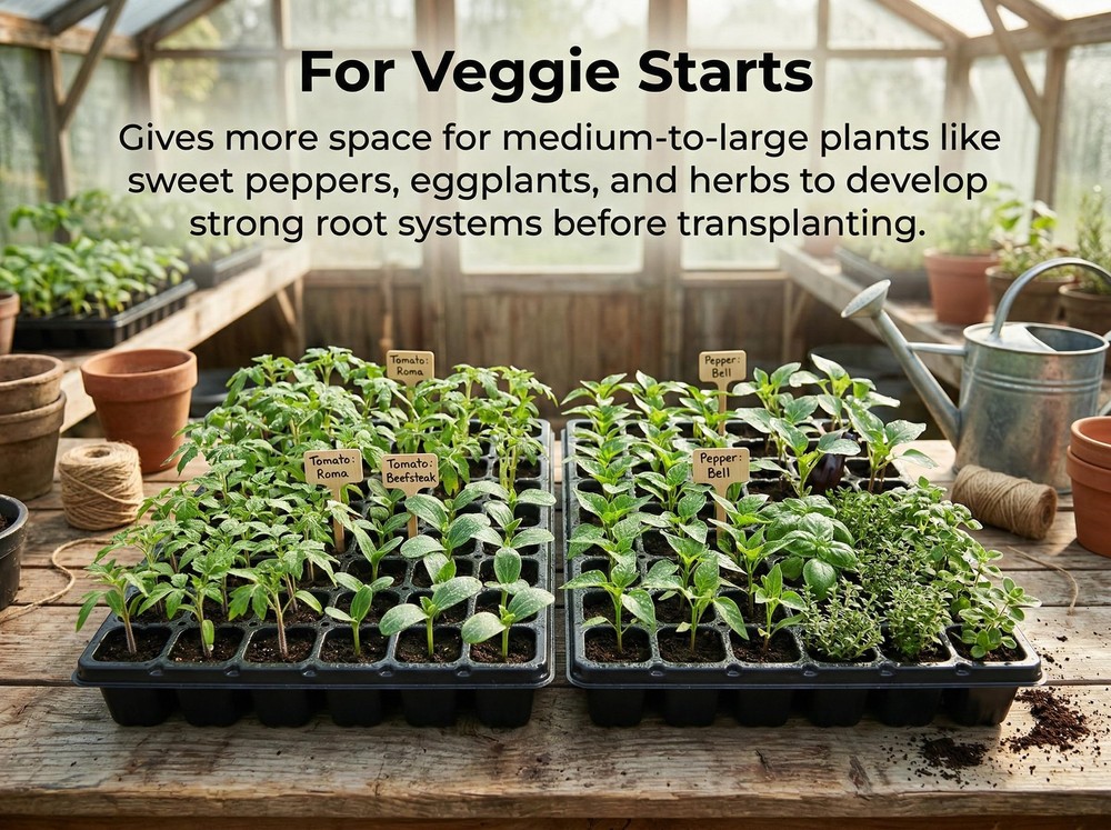 Gardzen 10 Pack 72 Cell Seed Starter Trays, 1.75" Deep Plug 72-Cell, Black