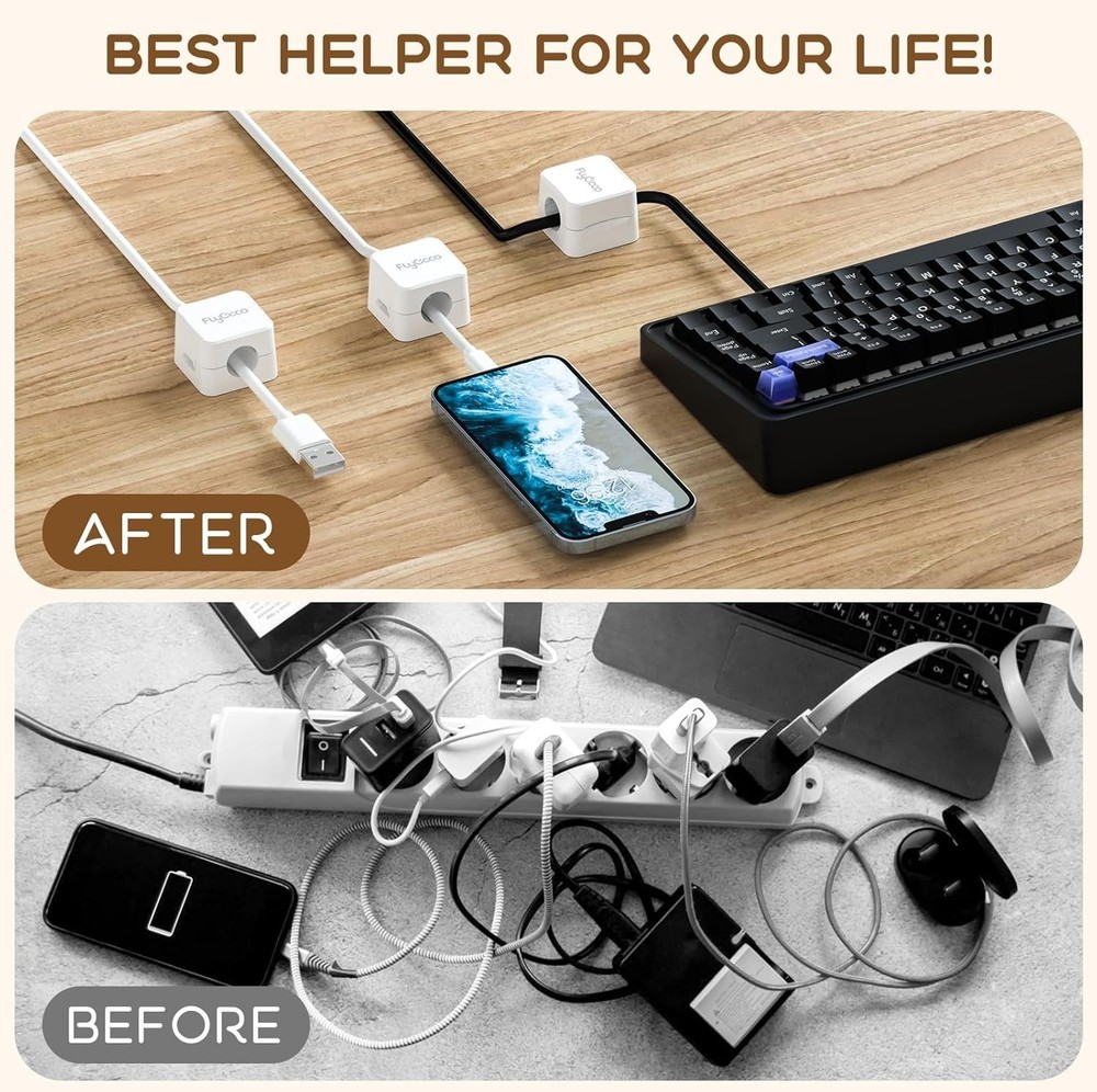 Magnetic Cable Clips 6 Pack Cord Holder