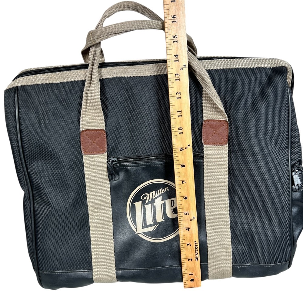 Miller Light Black Double Handle Front Logo Cooler Bag W/ Inside Liner Full Zip