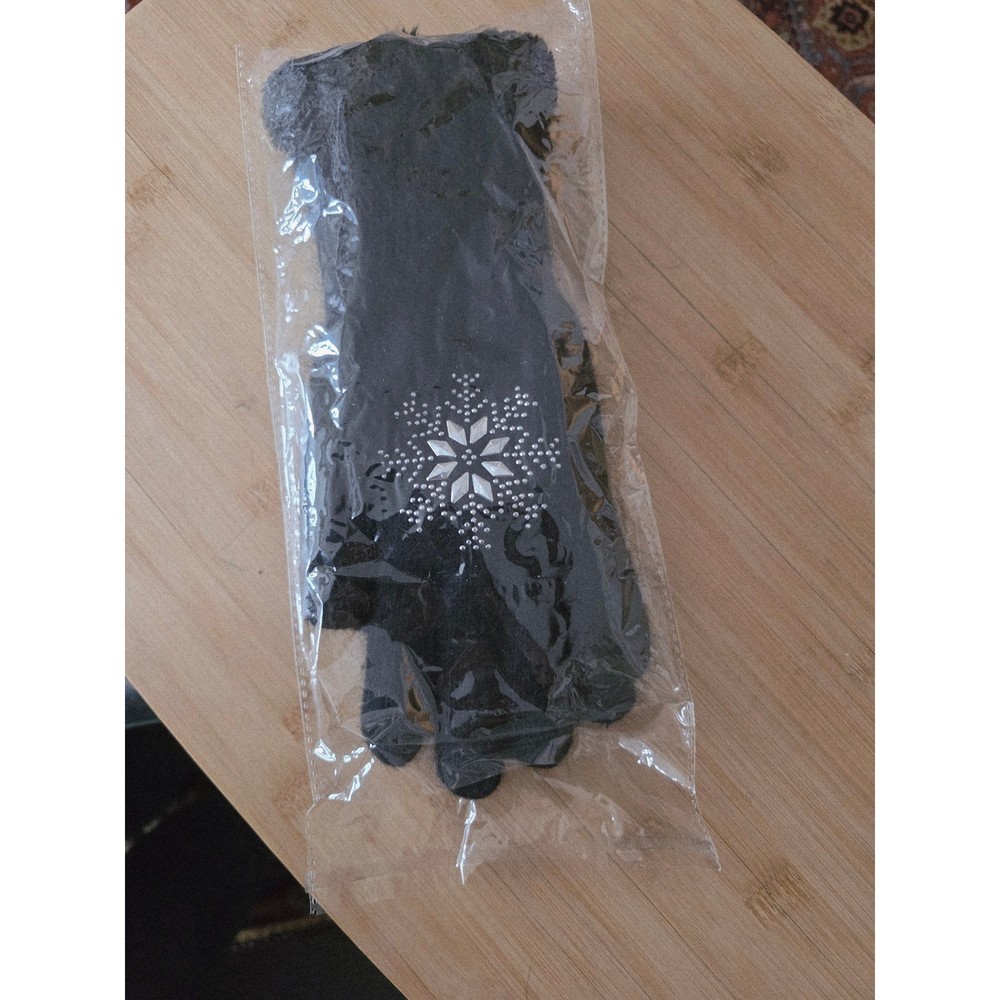 New warm plush lined encrusted gloves