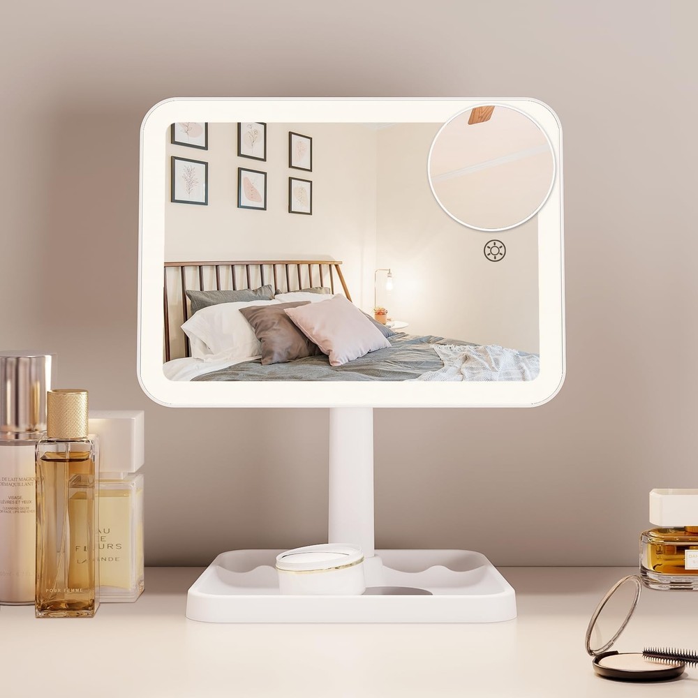 FUNTOUCH Rechargeable Lighted Mirrors for Makeup, 2000mAh, 10X Magnification/...