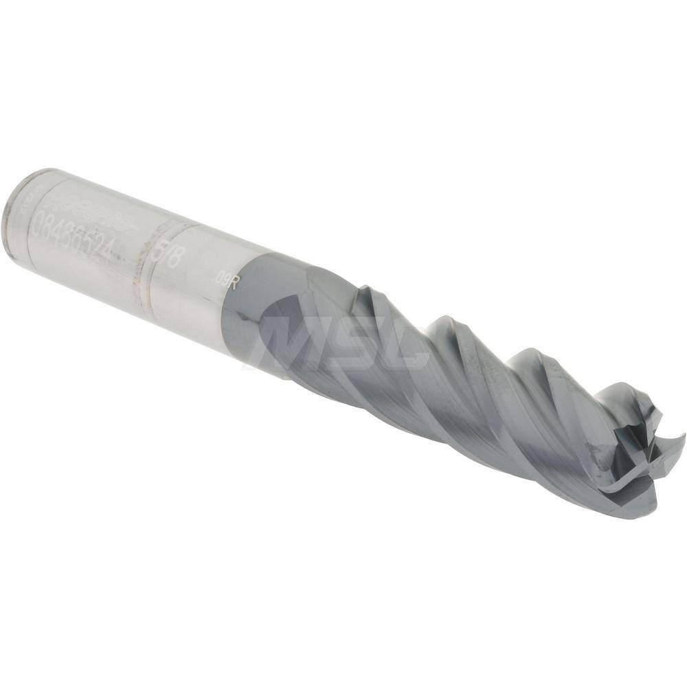 Accupro 5/8" Diam 4 Flute Single End Solid Carbide 0.09" Corner Radius End Mi...