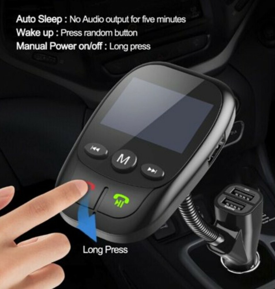 SYLVANIA Bluetooth FM Audio Transmitter Hands Free for Car -Black
