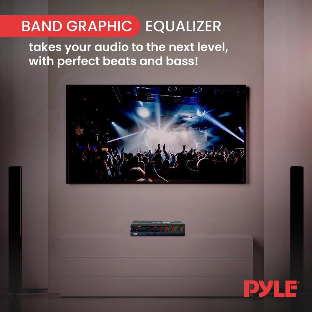 5 Band Parametric Equalizer Half Din Size RCA Inputs Pre Amp Output Red Green...