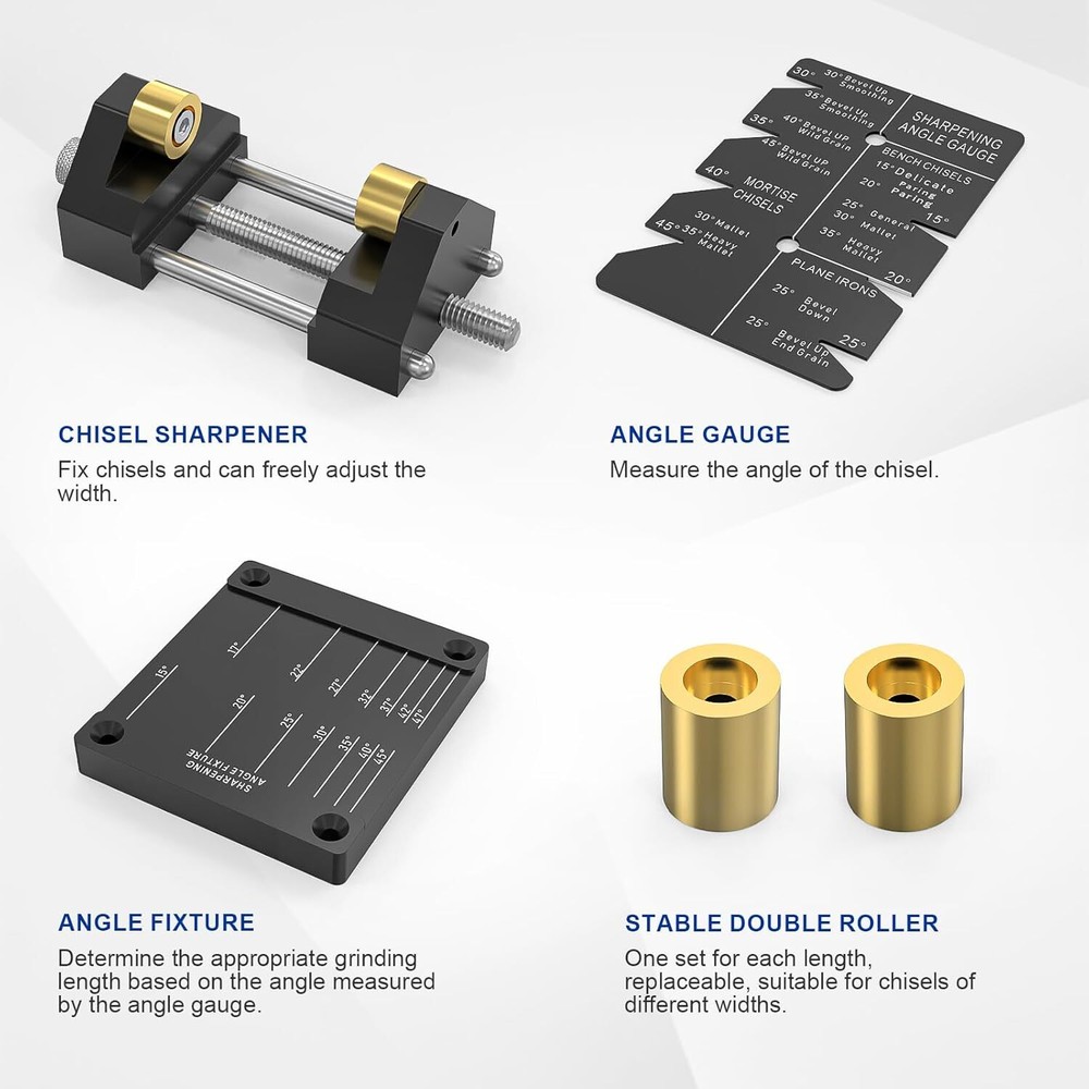Precise Chisel Sharpening Jig Kit, Honing Guide System for Woodworking Chisels a