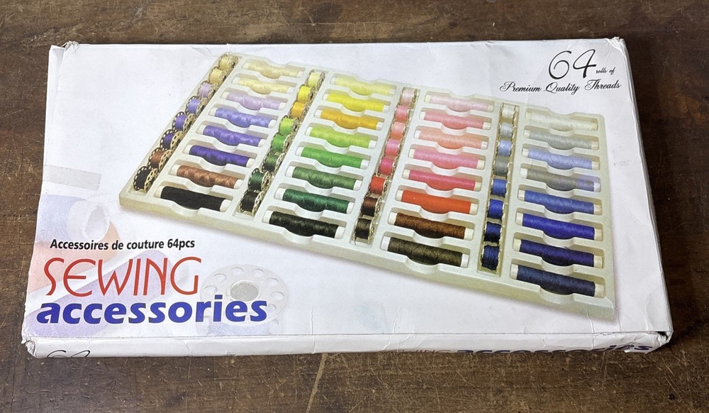 Set Of 64 Thread & Matching Bobbin Kit - Multi Color