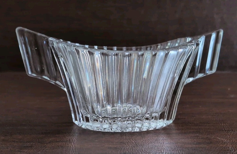 Vintage Heisly Clear Glass Sugar & Creamer Ridgeleigh Pattern EUC